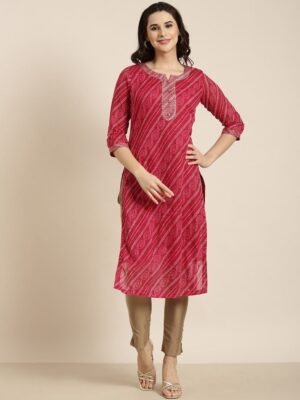Beautifull cotton printed les work kurta  