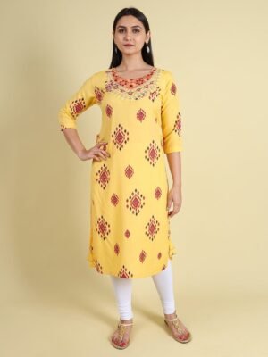 Beautifull cotton printed les work kurta  