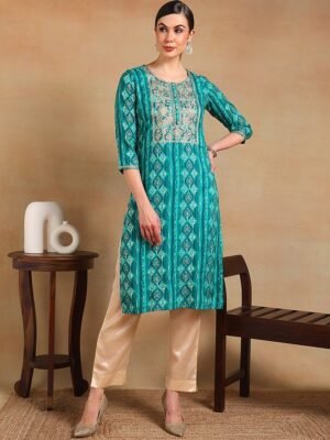 Beautifull cotton printed les work kurta