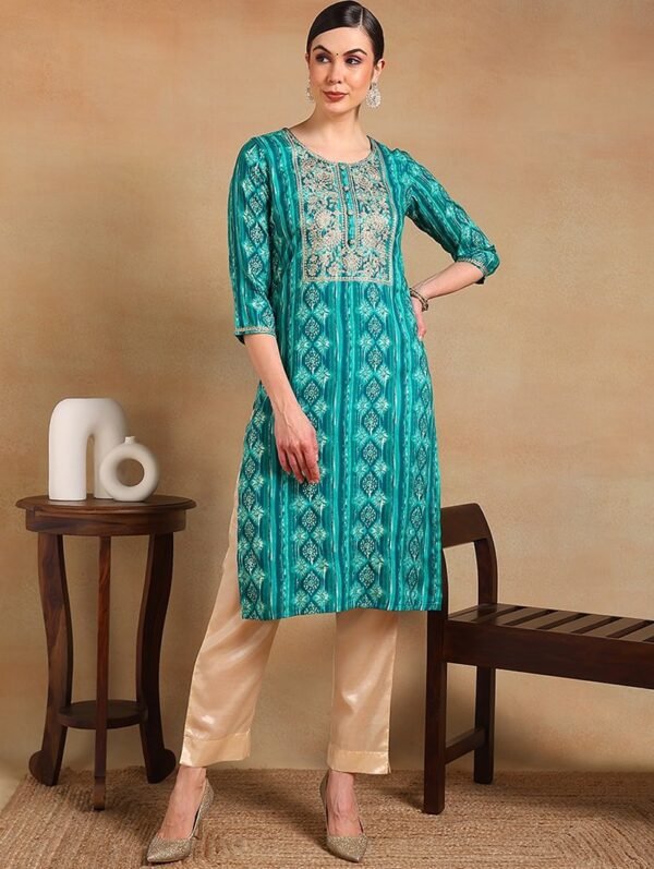 Beautifull cotton printed les work kurta  