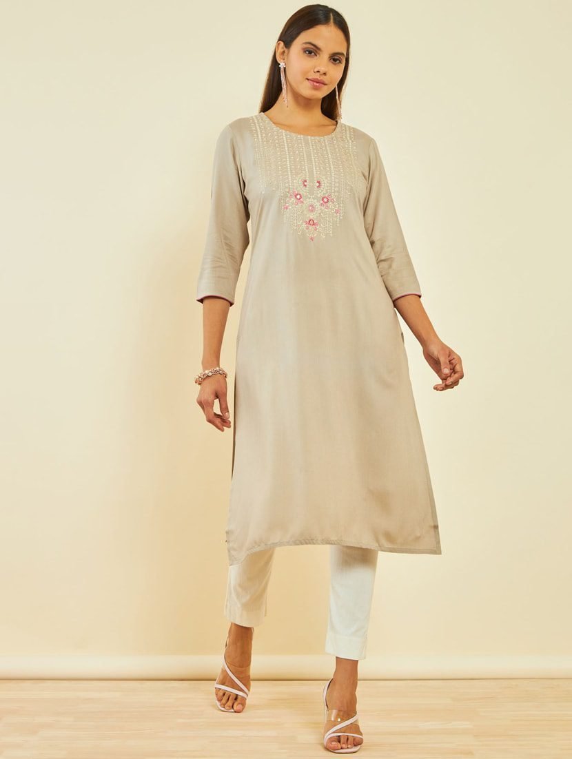 Beautifull rayon printed les work kurta with duppta set