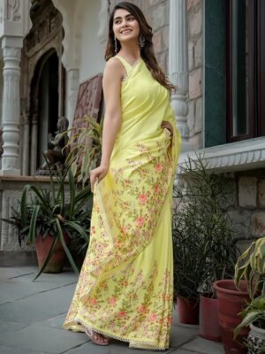 Designer Festive Gorgeous  Saree with unstitched blouse for Women