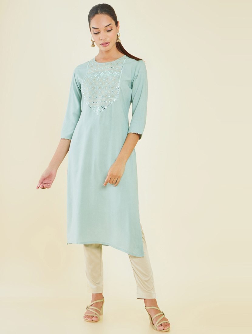 Beautifull rayon printed les work kurta with duppta set