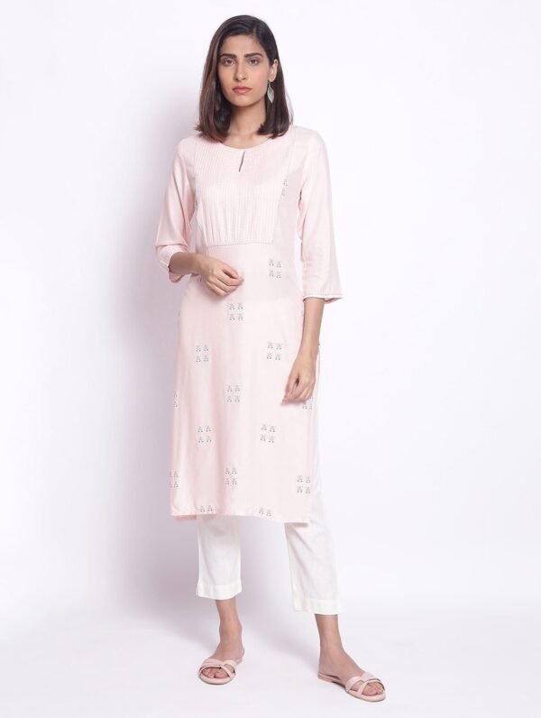 Beautifull rayon printed les work kurta with duppta set