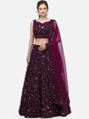 Embroidered Silk Semi Stitched Lehenga & Unstitched Blouse With Dupatta