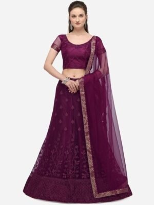 Embroidered Silk Semi Stitched Lehenga & Unstitched Blouse With Dupatta