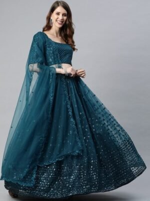 Embroidered Silk Semi Stitched Lehenga & Unstitched Blouse With Dupatta