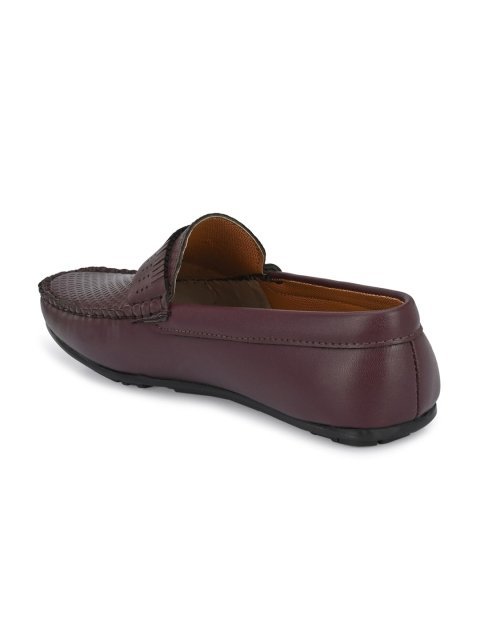 El Paso Men Maroon Textured Loafers - Image 3