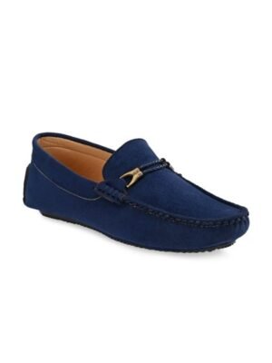 El Paso Men Navy Blue Solid Horsebit Loafers