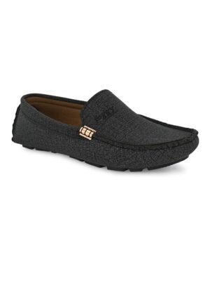 grey synthetic slip on loafers