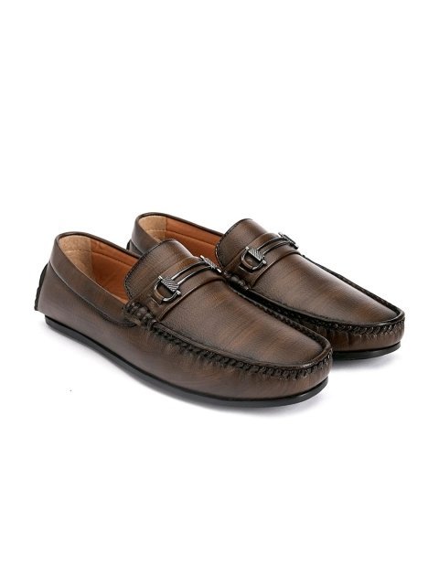 Mast & Harbour Men Brown Perforations PU Slip-On Loafers - Image 2