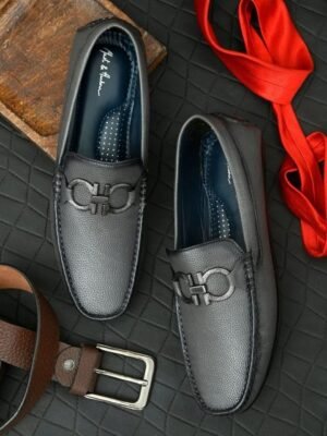 Mast & Harbour Men Grey Textured PU Loafers