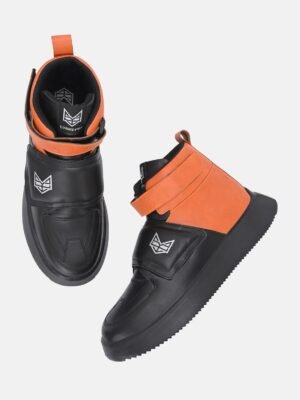 men color block high neck sneakers