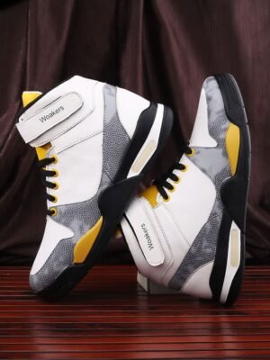 men color block white lace up sneaker