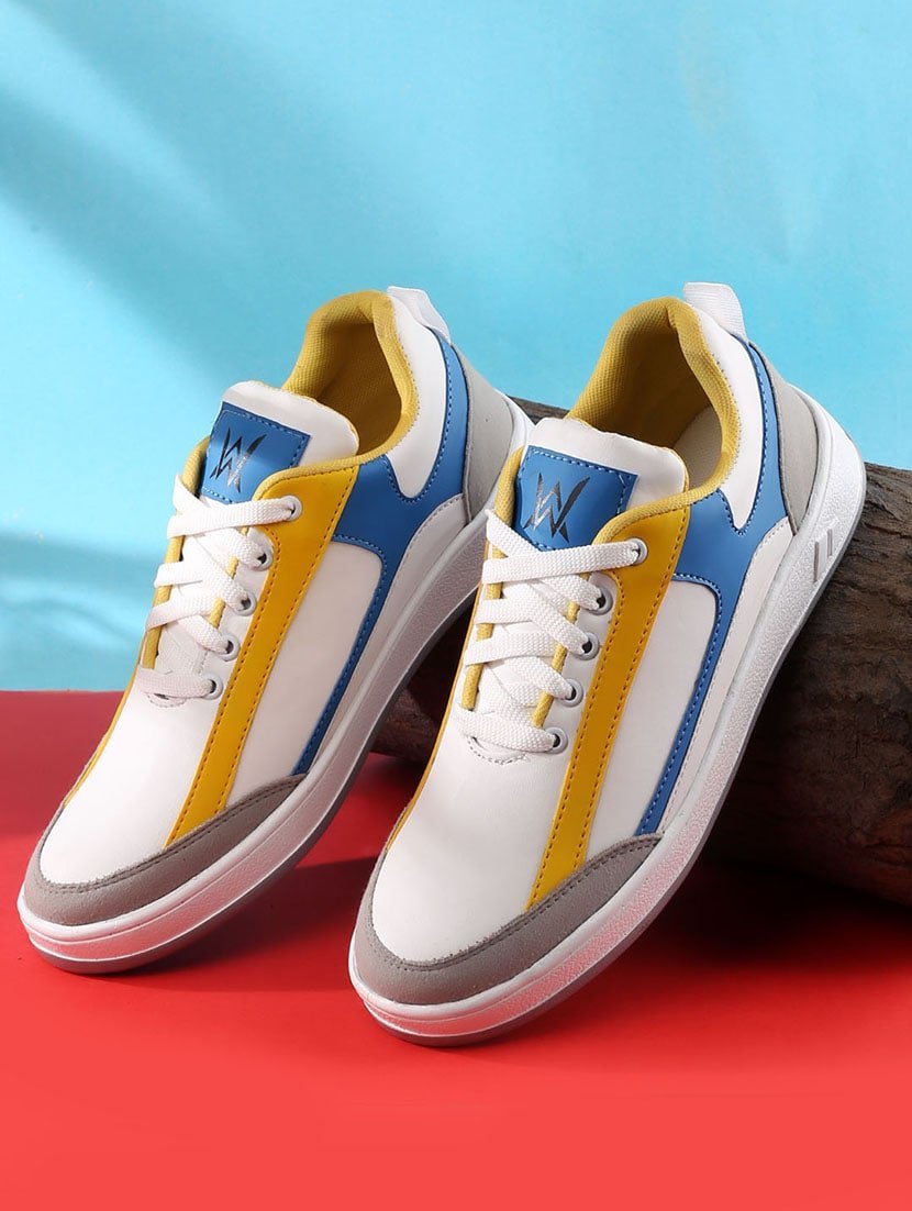 men color block white lace up sneaker