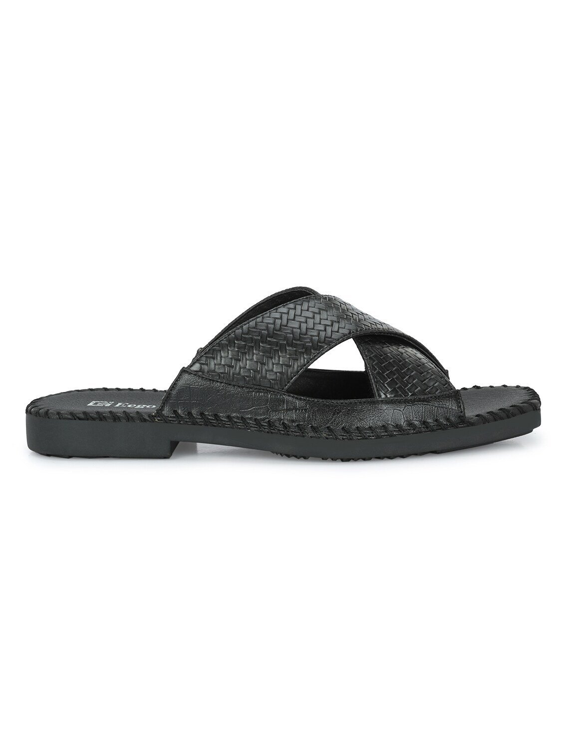 men textured black slip on - Image 2