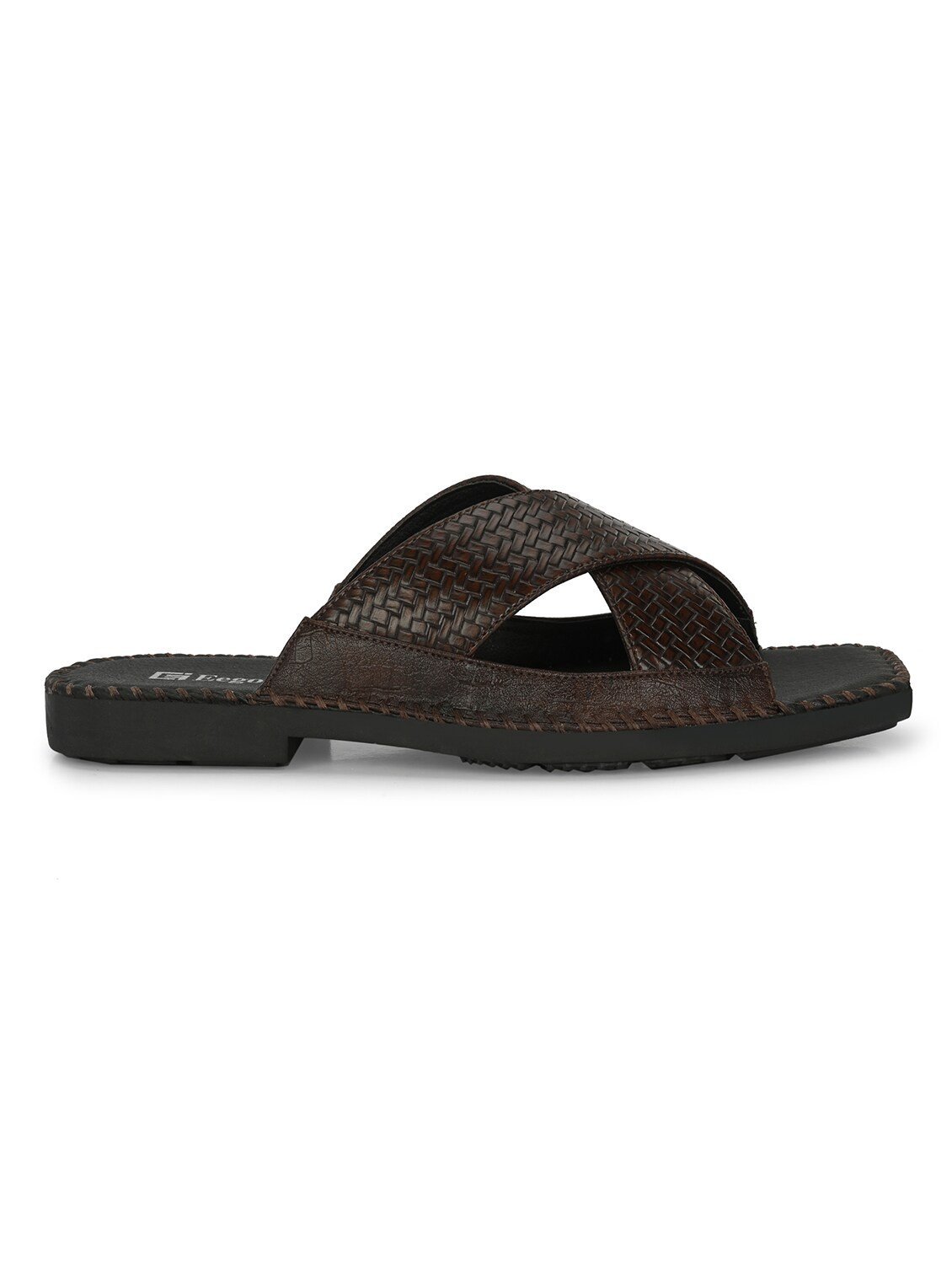 men textured coffee brown slip on - Image 3