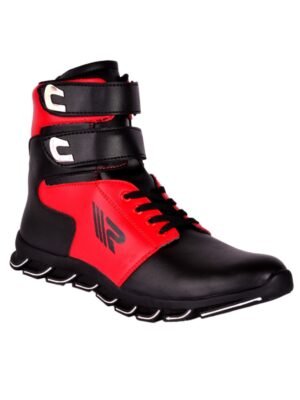 red lace up ankle boots