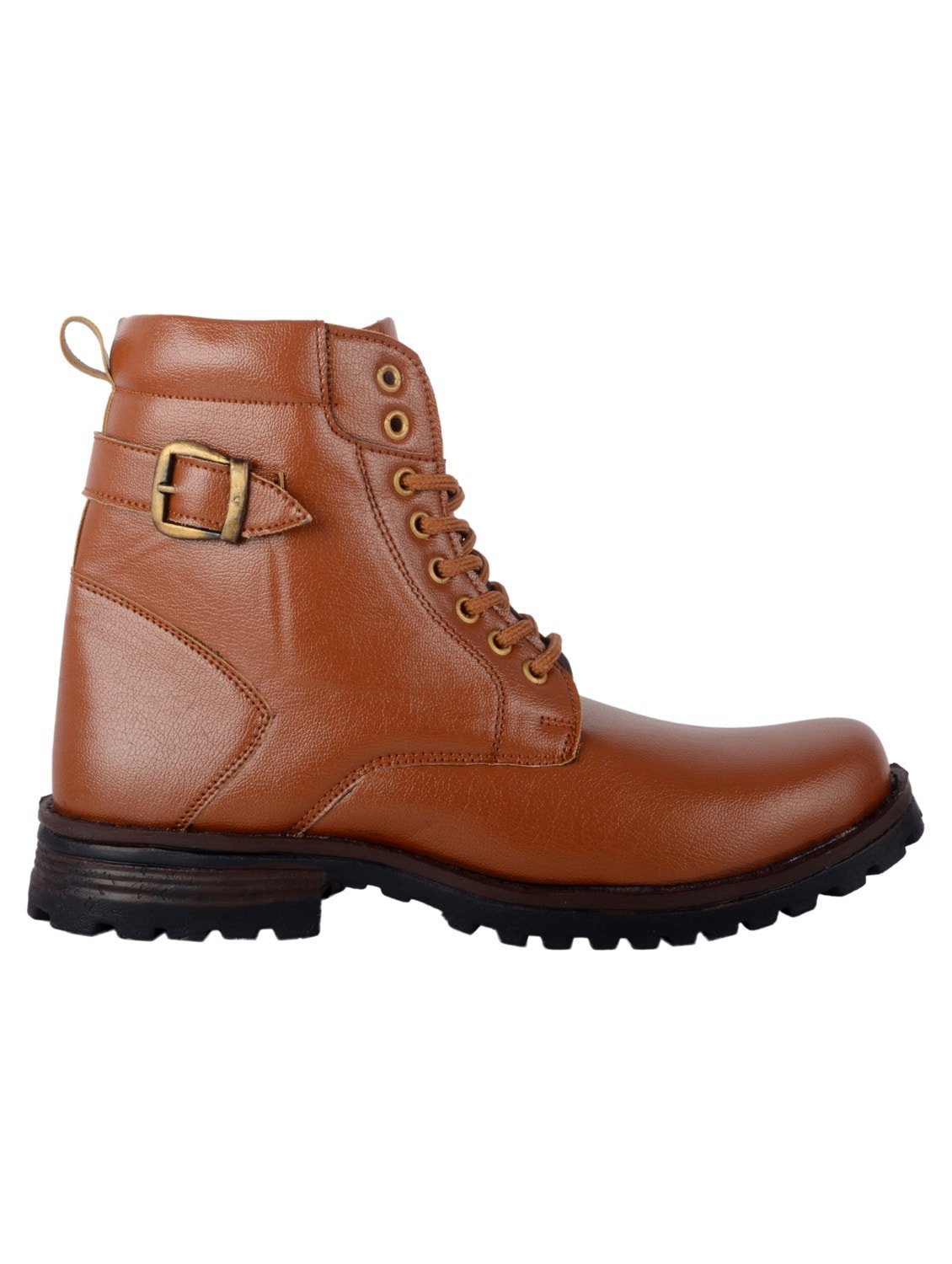 tan patent leather lace up boots - Image 2