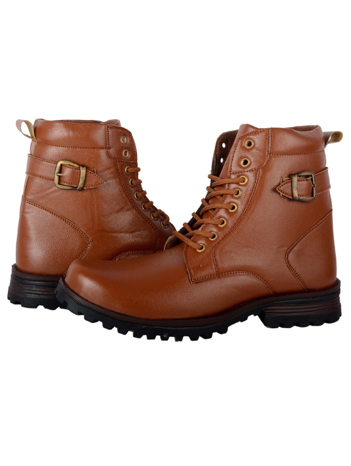 tan patent leather lace up boots - Image 3