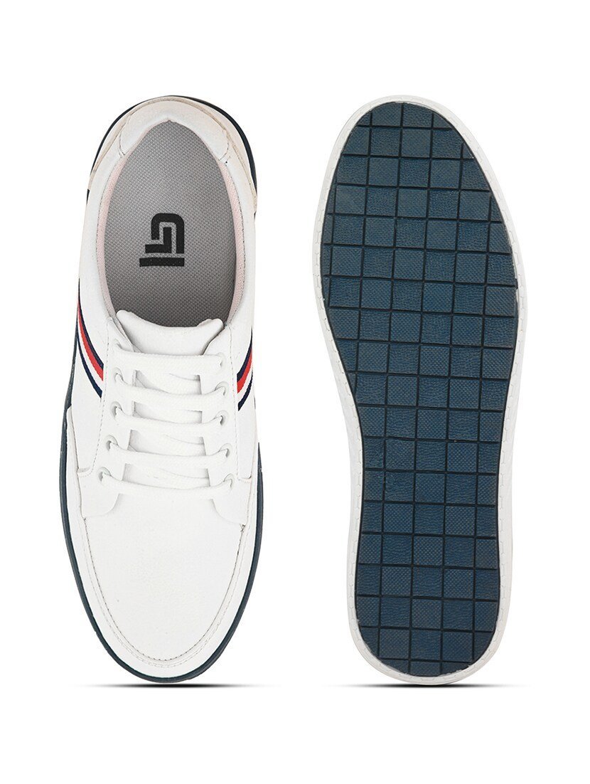 white pu lace up sneakers - Image 2