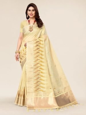 ALAGINI Floral Embroidered Silk Blend Leheriya Saree