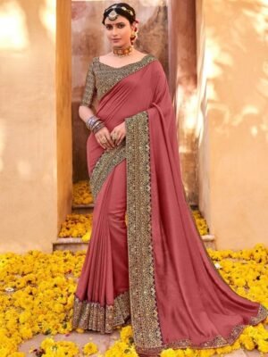 Anouk Mauva Embroidered Embellished Saree