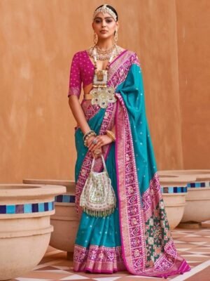 Anouk Polka Dots Woven Design Zari Patola Saree