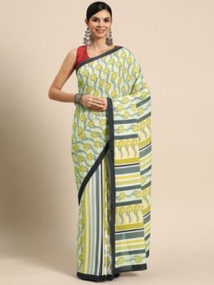 BUTA BUTI Floral Pure Cotton Saree