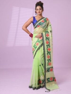 Charukriti Ethnic Motifs Embroidered Pure Silk Saree
