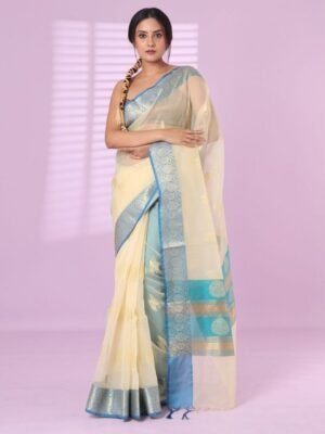 Charukriti Woven Design Zari Organza Saree