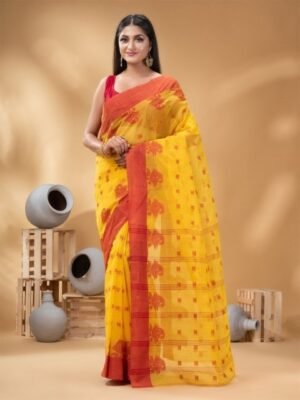 DESH BIDESH Ethnic Motifs Woven Design Pure Cotton Taant Saree