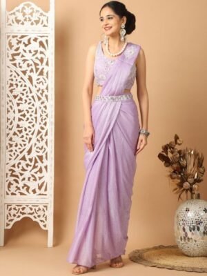 Grancy Embellished Ready to Wear Leheriya Saree