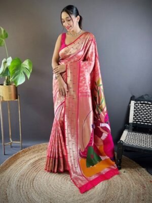 HEER FASHION Woven Design Zari Silk Blend Designer Banarasi Saree