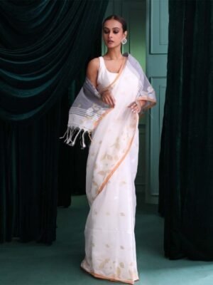 Indethnic Ethnic Motifs Zari Jamdani Saree