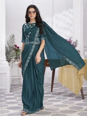 JIVORA Beads and Stones Pure Georgette Ready to Wear Saree
