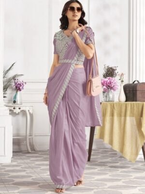 JIVORA Embroidered Satin Ready to Wear Saree