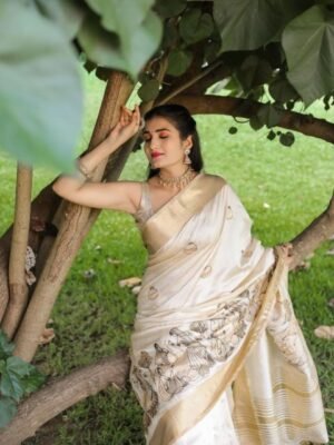 KALINI Ethnic Motifs Zari Jute Silk Tussar Saree