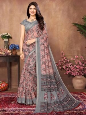 KALINI Floral Printed Mysore Silk Saree