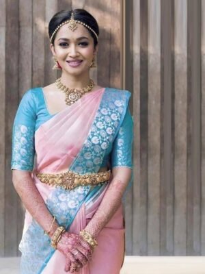 KALINI Geometric Woven Design Zari Detail Kanjeevaram Saree