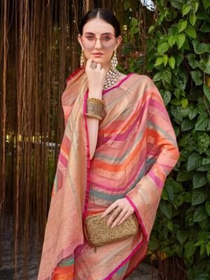 KALINI Women Silk Blend Woven Banarasi Saree With Blouse Piece