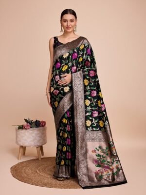 Kriyansh Woven Design Zari Silk Cotton Paithani Saree