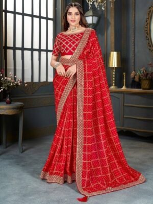 Mitera Bandhani Printed Embroidered Zari Saree