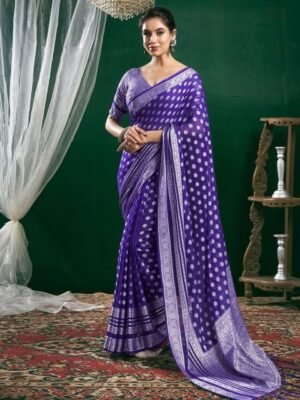 Satrani Woven Design Zari Pure Georgette Banarasi Saree