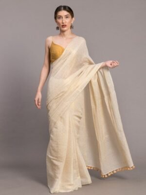 Suta White & Gold-Toned Ethnic Motifs Zari Saree