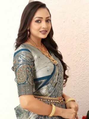 Tankori Floral Zari Tissue Kanjeevaram Saree