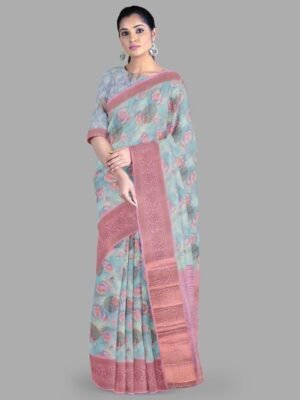 The Chennai Silks Floral Zari Jute Cotton Saree