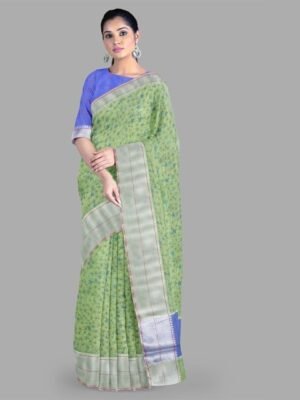 The Chennai Silks Floral Zari Pure Cotton Chanderi Saree