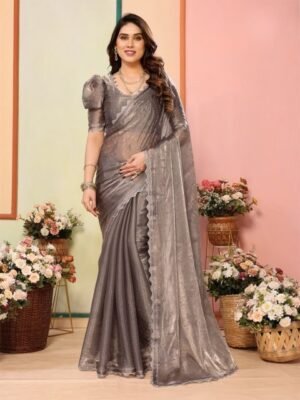 The Textile Hub Embellished Beads and Stones Pure Silk Saree
