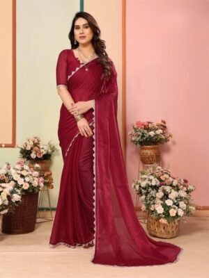 The Textile Hub Embellished Beads and Stones Pure Silk Saree